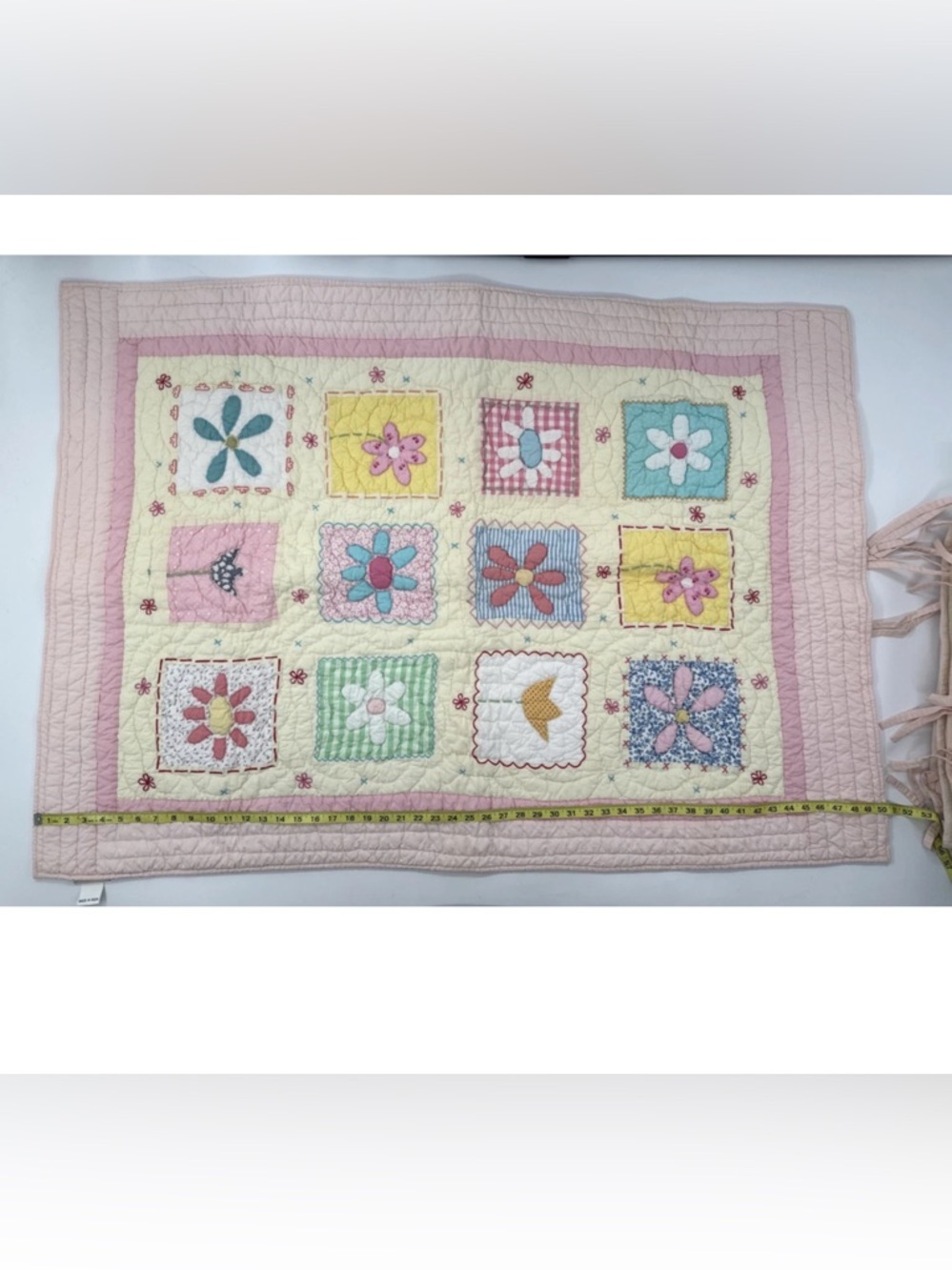 Pottery Barn Kids Pink Crib Bedding 5 Piece Set Patchwork Flowers Quilted Y2K - Picture 3 of 16
